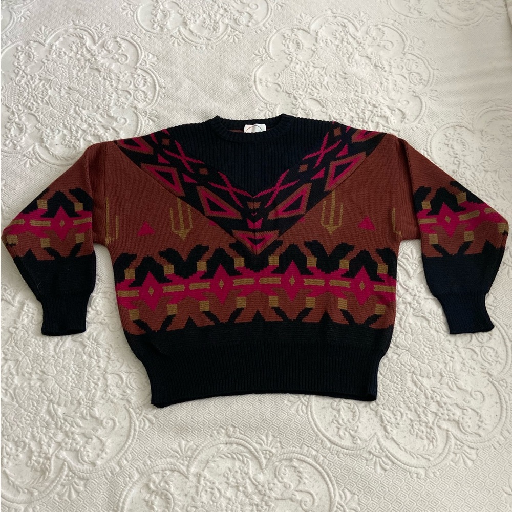 Bogner Vintage 80s Jacquard Knit Ski Sweater Desert Cactus Design Wool Sweater - Picture 10 of 14